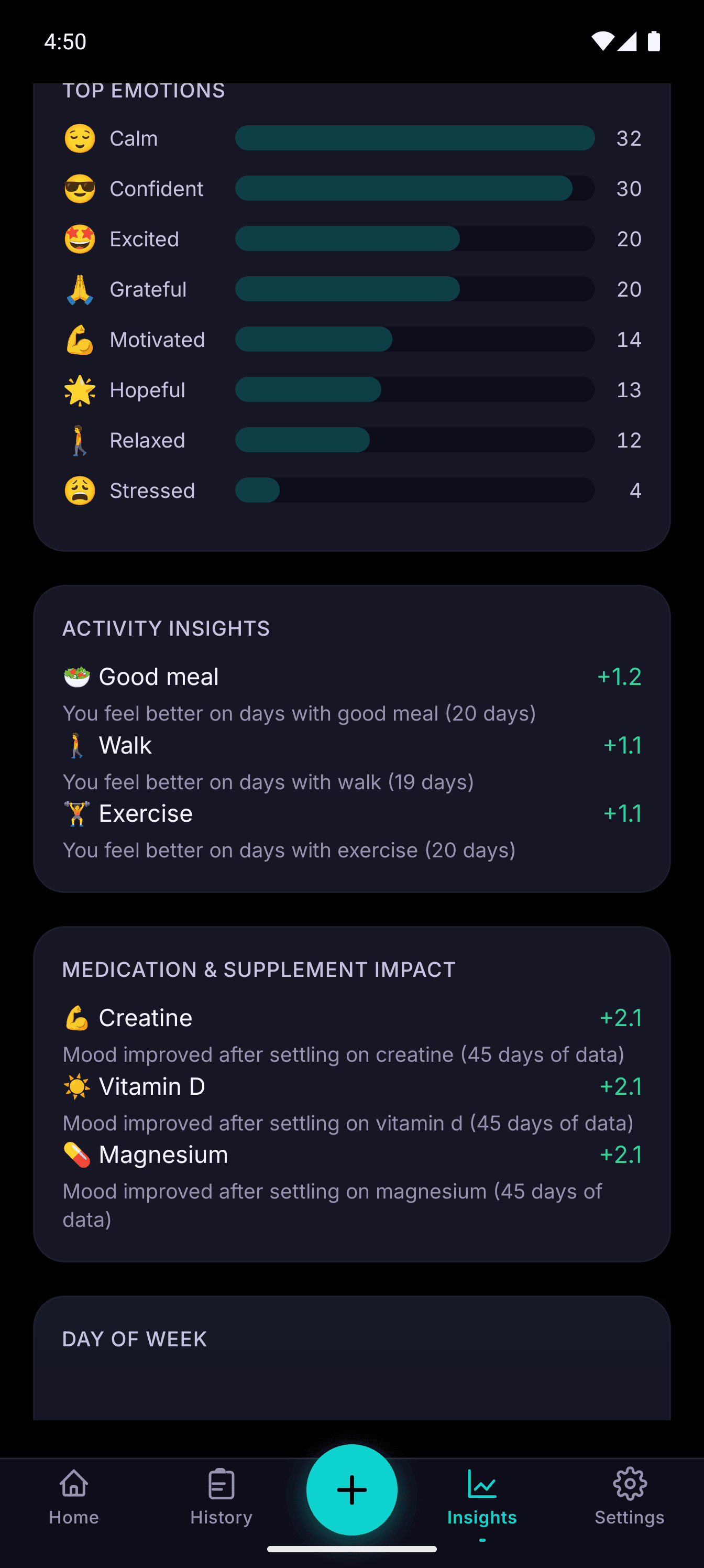 Activity correlations and emotion frequency analysis